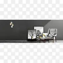 现代感家装节几何拼接黑色banner