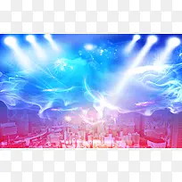 蓝色酷炫大气盛大开业视觉感海报背景素材