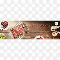 猪肉促销电商木纹质感banner