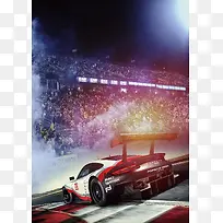 彩色质感热情赛车海报背景素材