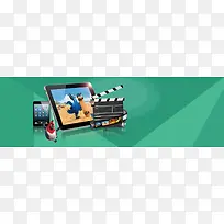 电子产品促销几何拼接绿色banner