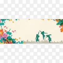 青春创意泼墨激情banner背景