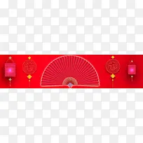 中国结扇子灯笼红色背景