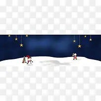 圣诞节背景 雪人 星星 夜空 狂欢背景