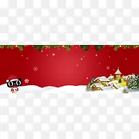 天猫圣诞节红色海报banner背景