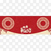 新年年夜饭扁平红色海报banner背景