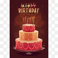 美式生日快乐生日蛋糕背景素材