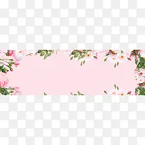 感恩节花清新粉色banner背景