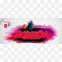 过年展板背景红色中国风