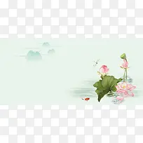 荷花彩色中国风banner