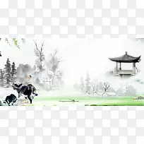 中国风清明海报背景