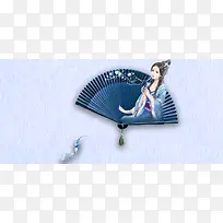 古风蓝色质感中国风平面banner