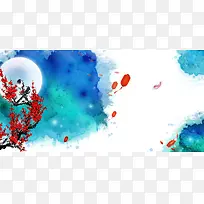 水彩泼墨中国风背景