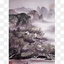 水墨山水中国风背景图