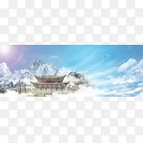西藏雪山旅游banner背景