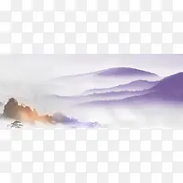 中国风水墨画山水海报背景