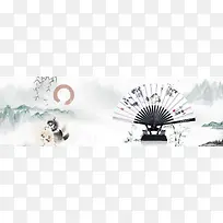 古风手绘灰色海报banner背景