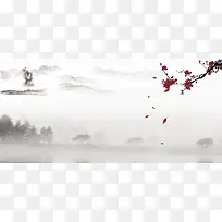 水墨中国风黑白海报banner背景