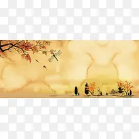 秋季中国复古风黄色海报背景