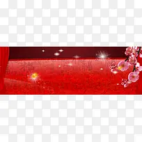 星光红色桃花幕布背景鸡年福字banner