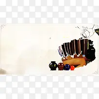 拔罐养生文化展板背景模板