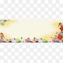 蝶恋牡丹花背景