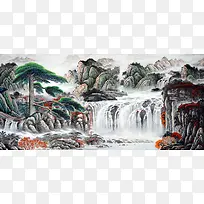 中国风山水水墨画风景
