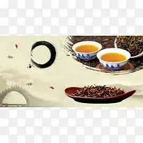 中国风茶文化茶道养生海报背景素材