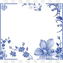 唯美中国风边框青花瓷底纹花边背景模板
