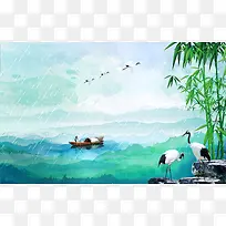 中国风传统节日清明节清明雨上手绘海报