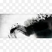 黑白渲染水墨简约酷炫动感海报