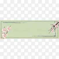中国风文艺几何花朵绿色banner