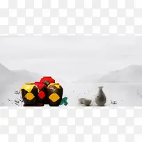 中国风舌尖上的美酒宣传海报背景素材