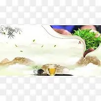 中国风浓香茶道茶餐厅海报背景素材