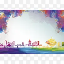 青岛印象旅游海报城市宣传展板背景素材