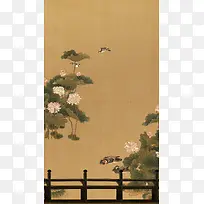 荷花鸳鸯中国风H5背景素材