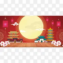 喜迎中秋礼惠国庆展板背景素材