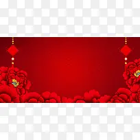 新年喜庆红色中国结电商海报背景