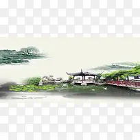 江南水墨山水风景