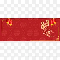 狗年吉祥灯笼纹理红色banner