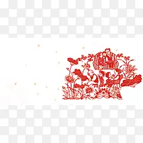 红色剪纸背景图