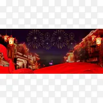 烟花夜景淘宝天猫喜庆海报背景