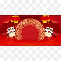 2018红色瑞狗迎春海报背景