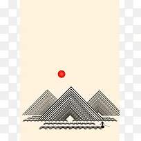淡黄色中国风创意线条背景