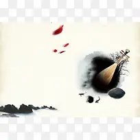 古典琵琶国风海报背景模板