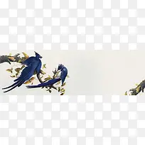 复古手绘鸟古风简约风格banner