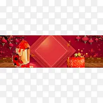 新年年货节几何红灯笼banner