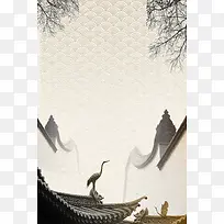纹理底纹中国风意境徽派建筑海报背景素材