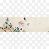 复古手绘花朵古风简约风格banner