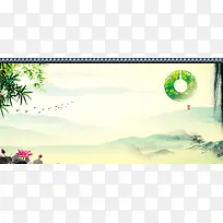 绿色中国风圆形玉清新古典背景